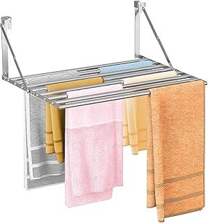 Innotic Foldable Wall Mounted Clothes Airer, Heavy Duty Wall Mounted Drying Rack Stainless Steel, Easy to assemble Space Saving Drying For Indoor Outdoor, Silver