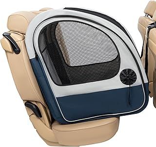 PetSafe Happy Ride Collapsible Travel Carrier, For Pets up to 27 kg, Folds Down for Easy Storage, Waterproof Fleece Liner, Machine Washable, 2 Storage Pockets, Grey/Blue