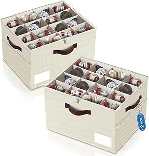 VERONLY Shoe Storage Box for Closet- (2Pack) Shoe Storage Organizer for 16 Pairs Shoe,Large Hard Shell Shoe Containers with Clear PVC Lid, Adjustable Dividers, sturdy handle and 4 Mesh Pockets (Beige