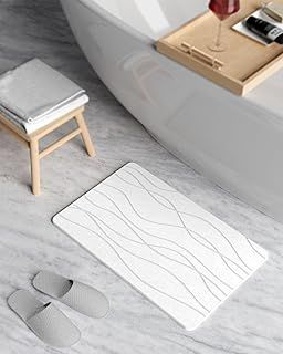 Stone Bath Mat, Diatomaceous Earth Shower Mat, Non-Slip Quick Drying Bathroom Floor Mat, Super Absorbent Shower Mat Large, Easy to Clean 23.5" x 15.5"