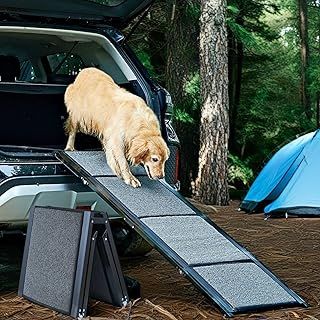 Pet Ramp (160 x 44 cm),Dog Ramp for Car, SUV & Truck, Fold-able & Portable Pet Ramp with Non-Slip Rug Surface, Extra Wide Dog Steps for Medium & Large Dogs