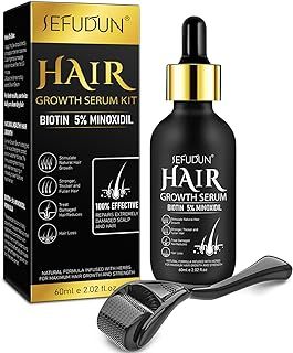 Hair Growth Serum with Biotin-Hair Care for Healthy Hair Growth for Men Women-Thicken and Strengthen for Hair Regrowth with 0.25mm Roller -60ML