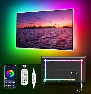 MATICOD TV LED Lights, 4M TV Lights for 45-60in TV, Music Sync RGB LED TV Backlights USB LED Strip Lights with Bluetooth Smart App Remote Control for Christmas Decorations