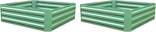 Selections Pack of 2 Metal Raised Vegetable Beds in Green (100cm x 100cm x 30cm)