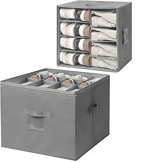 DIMJ Shoe Organiser Box, Fits 12-18 Pairs, Entryway Shoe Storage with Clear Lid Foldable Shoe Organiser for Closet