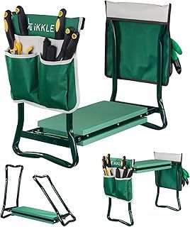 Garden Folding Kneeler Seat, Portable Garden Kneeler for Gardening, Multi Gardening Stool with EVA Foam Pad and 2 Tool Pouches, Gardening Kneeling Bench Chair, Gardening Gift for Women Men Gardener