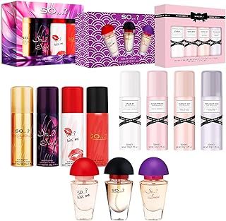 So…? Womens Mixed Gift Sets Bundle, Body Mist Fragrance Spray & EDT Perfume (4x50ml Body Mist, 3x15ml EDT) Pack of 3