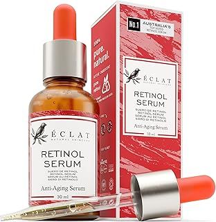 Eclat Skincare Retinol Serum for Face - Pure Retinol with Hyaluronic Acid & Vitamin E - Anti Aging & Anti Wrinkle Face Care - Retinol Serum for Dark Spot, Acne, Scar - Moisturising & Repairs 1 fl oz