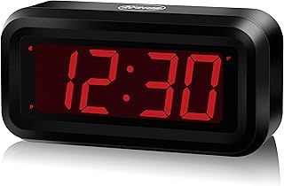 KWANWA Digital Alarm Clock Battery Operated Powered Only With Constantly Big 1.2'' LED Time Display Small for Travel desk Wall Bedside