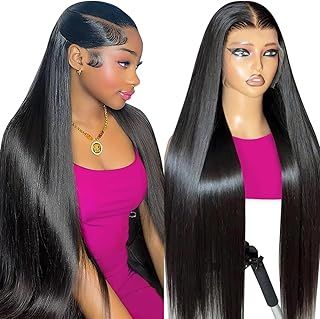 24 Inch 220 Density Straight Human Hair Wig For Black Women, 13X6 HD Lace Front Wigs Human Hair, Glueless Wig Human Hair Pre Plucked With Baby Hair Real Brazilian Lace Frontal