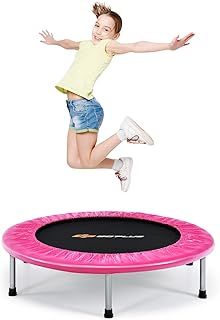 38” Mini Trampoline, Foldable Fitness Exercise Rebounder, Indoor Outdoor Gym Trampolines for Kids Adults, 150KG Capacity