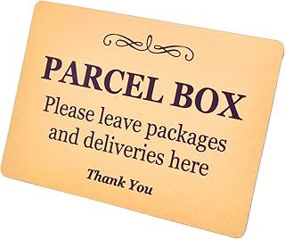 Parcel Box Sign - Metal | Aluminium with Adhesive Backing | Notice for Deliveries, Mail Box, Packages, Post, Mailman | Information Sign | Don't Lose Your Parcel Ever Again (Brass)