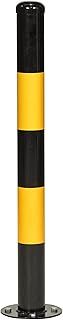Bolt Down Metal Traffic Bollard, Outdoor Fixed Road Safety Vehicle Impact Bollards, Black Yellow Steel