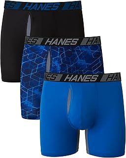Hanes Men's Total Support Pouch Boxer Briefs Pack, X-Temp Cooling, Anti-Chafing, Moisture-Wicking Underwear, Trunks Available (Pack of 3)