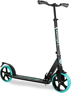 Lascoota Roller für Kinder ab 8 Jahren- Tretroller Erwachsene – Klappbar & Höhenverstellbar – Federungssystem vorne + Roller-Schultergurt 20 cm große Räder große Scooter für Jugendliche