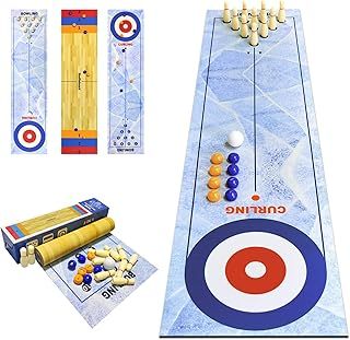 3 in 1 Tabletop Curling Game, Table Top Shuffleboards Curling Bowling,Tabletop Game Interactive Game for Kids & Adults Family Party Games