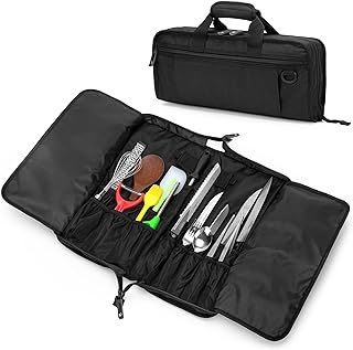 samdew Chef Bag, Culinary Chef Knife Case with 17 + 6 Utensil Slots, Portable Knife Set Carrier for Chef Knife Storage, Professional Culinary Chef Knife Roll for Kitchen, Travel & Camping, Bag Only