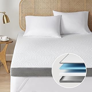 Degrees of Comfort 3 Inch Dual-Layer Memory Foam Mattress Topper Kingsize Bed for Pressure Relieving, 8cm Generous Thickness Mattress Topper King Size with Anti-Slip Breathable Cover 150x200x8cm