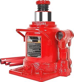 BIG RED T92007A Torin Hydraulic Stubby Low Profile Welded Bottle Jack, 20 Ton (40,000 lb) Capacity, Red