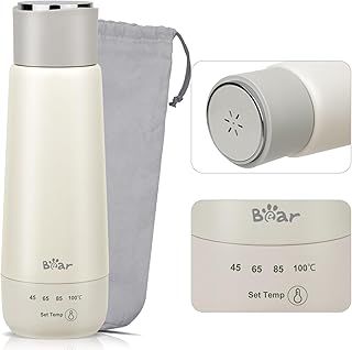 Portable Travel Electric Kettle with 4 Temperature Control Settings and Keep Warm Function,Fast Boil 300ml Capacity-No BATTERY CANNOT be CHARGED,Plugged in to Use,Includes Storage Bag