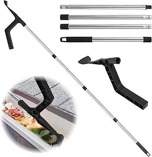 Gutter Cleaner Tool, Gutter Leaf Cleaning Tool Telescoping Gutter Cleaning Tool Extension Rain Gutter Cleaning Tool from Ground Home Gutter Scoop Cleaning Tools for Leaf on The Roof or Ditch