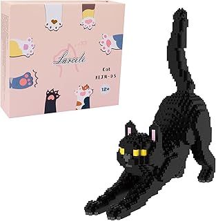 Larcele Mini Building Blocks Animal Set, DIY Micro 3D Building Toy Bricks,999 pcs KLJM-05 (Black Cat)