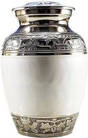 ESPLANADE White Brass Cremation Urn Memorials Container Jar Pot | Metal Urn | Burial Urn | Memorial Urn - 6" Inches