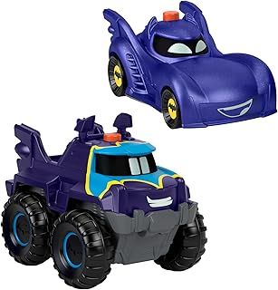 Fisher-Price DC Batwheels Light-Up 1:55 Scale Toy Cars 2-Pack, Bam the Batmobile and Buff, Preschool Pretend Play Ages 3+ Years, HML25