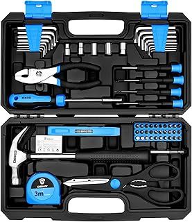 DEKO Tool Kit：Tool Set, Hand Tool Kit Box DIY for Men 62 Pieces, Home Repair DIY Tools Basic Hand Toolbox Sets for Home Blue