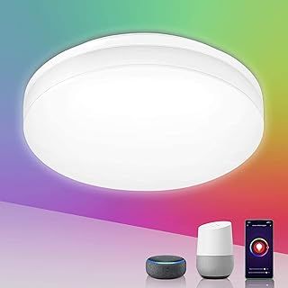 Lepro Smart LED Ceiling Light Dimmable, RGB Colour Changing Ceiling Light, App & Voice Control, IP54 for Bathroom, 15W 1250lm, Warm to Cool White, Works with Alexa and Google Home, 2.4GHz WiFi Only