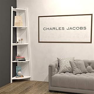 Charles Jacobs 5 Tier Corner Ladder Shelving Unit - White