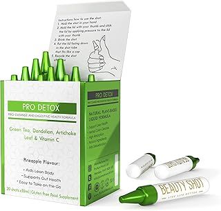Pro Detox Liver Cleanse and Kidney Care Supplement with Artichoke Extract, Dandelion, Chicory & Green Tea Diet Liver Detox and Repair Drink 20×10ml Shots Pineapple Flavour