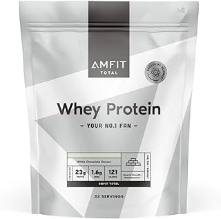 Amazon Brand - Amfit Nutrition Whey Protein Powder, White Chocolate Flavour, 33 Servings, 1 kg (Pack of 1)