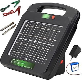 Solar Powered Electric Fence Charger 5 Km 0.25 Joules Output (9-11KV) Electric Fence Energizer Containment & Protection of Livestock, Horses, Cattle Sheep, Pets Easy Installation