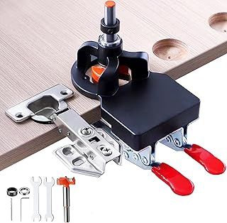 35mm Concealed Hinge Drilling Jig Hole Set, Aluminum Alloy Material, Double Clip Fixed More Stable, Precision Manufacturing for Wood Furniture Door Cabinets
