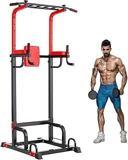 TLGREEN Multifunction Power Tower Dip Station Pull-Up Bar, Strength Training Full Body Training Home Fitness, Made of Steel Tube, Load Capacity up to 200 kg