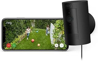 Ring Outdoor Camera Plug-In (Stick Up Cam) | HD outdoor Security Camera with 1080p video, Two-Way Talk, Wifi, Works with Alexa | alternative to CCTV system | 30-day free trial of Ring Home