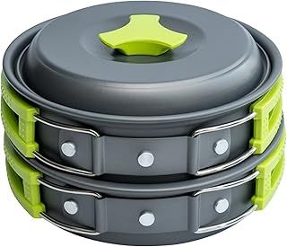 MalloMe Camping Cookware Mess Kit, Camping Cooking Set - Camping Pans and Pots Set for Travel Backpacking Portable Camping Essentials Equipment & Accessories, Camp Pot for Food & Kitchen