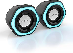 Computer Speaker, PC Speakers for Desktop Monitors, 2.0 Stereo Volume Control with LED Light, USB Powered & 3.5 mm jack, Perfect Multimedia Speakers for Monitors, Computer, Laptop,Smartphones