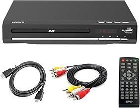 KCR DVD Player for TV, DVD/CD/MP3/AVI with USB port, HDMI and AV output (HDMI and AV cable included), Remote Control,Region Free,Black