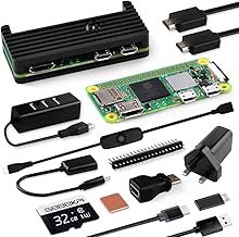 Raspberry Pi Zero 2 W Starter Kit,with RPi Zero 2 W Aluminum Case,32GB SD Card Preloaded OS,QC3.0 Power Supply, 20Pin Header,Micro USB to OTG Adapter,HDMI Cable,Heatsink,ON/Off Switch Cable