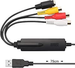 USB Video Capture Card Grabber - August VGB350 - Transfer VHS Mini DV Hi8 DVD to Computer for Windows 11,10,8,7, Composite S-Video, PAL / NTSC / SECAM, Convert Video from VCR & Camcorder