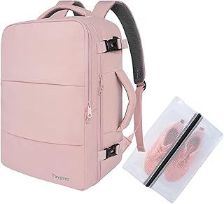 Taygeer Easyjet Cabin Bag 45x36x20 Underseat, Travel Backpack Women, Carry On Backpacks for Airplane, Luggage Rucksack for Plane, Hand Luggage Bag, Laptop Rucksack with Separate Shoe Pouch, Pink