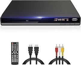 HD DVD Player for TV, All Region Free DVD Player CD Player for Home with HDMI/AV Output USB Input, Plays All Regions/Formats, Breakpoint Memory, 1080P HD Compact DVDs Player Perfect for Family Movies