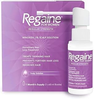 Regaine for Women 2% Minoxidil Regular Strength Scalp Solution for Hair Regrowth (1x 60 ml), Scientifically Proven to Help Stop and Reverse Hereditary Female Hair Loss, Revitalise Hair Follicles