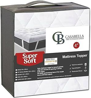 Small Double Mattress Topper 4 Inch(10 cm) thick Super Soft Hypoallergenic Breathable Mattress Topper is Box Stitched with Elasticized Corner Strap 122x190+10cm
