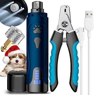 YABIFE Dog Nail Grinder, Dog Nail Trimmers and Clippers Kit, Super Quiet, Rechargeable, Pet Nail Grinder, for Small Large Dogs Cats Toenail Claw Grooming,3 Speeds