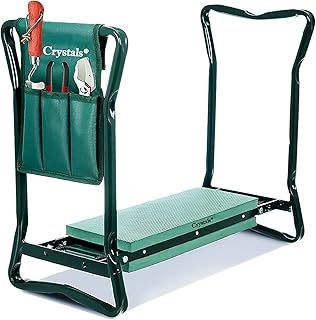 Crystals Heavy Duty Portable Foldable Foam Padded Garden Kneeler Gardening Knee Pad Metal Stool Seat