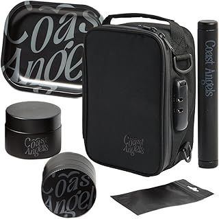 Smell Proof Bag with Combination Lock – Complete Rolling Box Set with Smell Proof Bag, Grinder, Rolling Tray and Tube – Portable Stash Box for Outdoor, Festival, Party