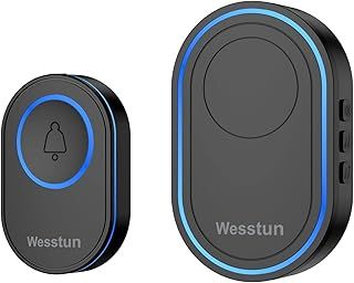 Wireless Doorbell, IP67 Waterproof Plug in Doorbell Kits Operating at The Range of 300m with 39 Loud Melodies, 5 Levels Volume Adjust & LED Indicator, Easy Install at Home & Apartment, Black